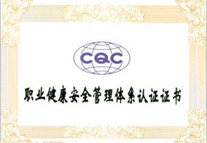 執業(yè)健康安全管理體系認證證書(shū)